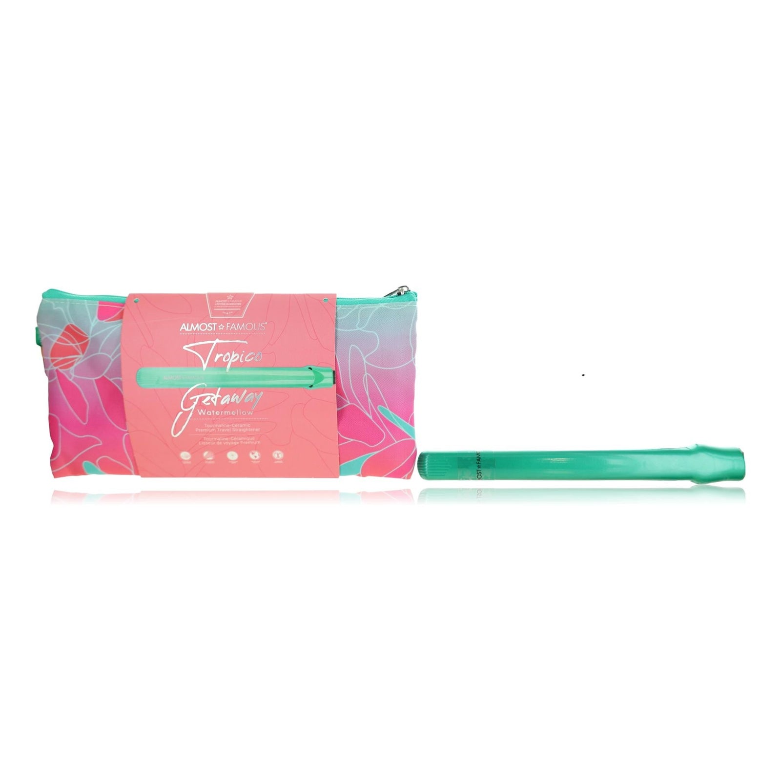 Tropico Getaway, Tourmaline Cermaic Flat Iron With Travel Bag Watermellow - Rochan Shop