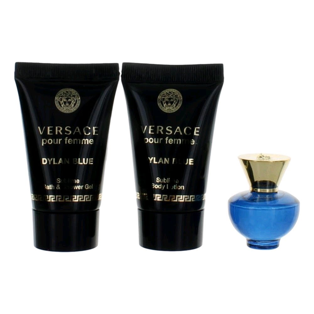 Versace Pour Femme Dylan Blue By Versace, 3 Piece Mini Gift Set Women - Rochan Shop