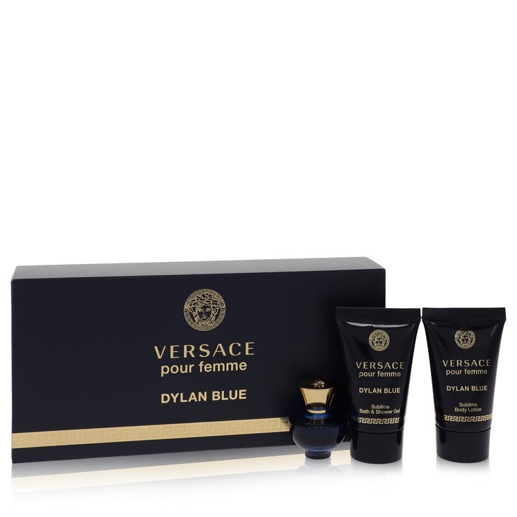 Versace Pour Femme Dylan Blue By Versace Gift Set 0.17 Oz Mini Edp + 0.8 Oz Body Lotion + 0.8 Oz Shower Gel (Women) - Rochan Shop