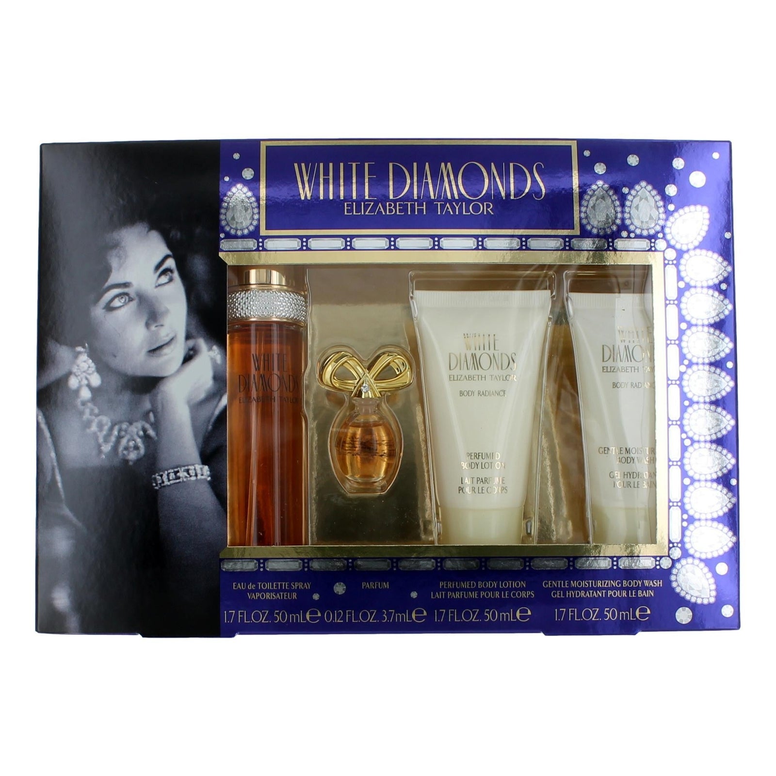 White Diamonds By Elizabeth Taylor, 4 Piece Gift Set Women (With 1.7oz) - Rochan Shop