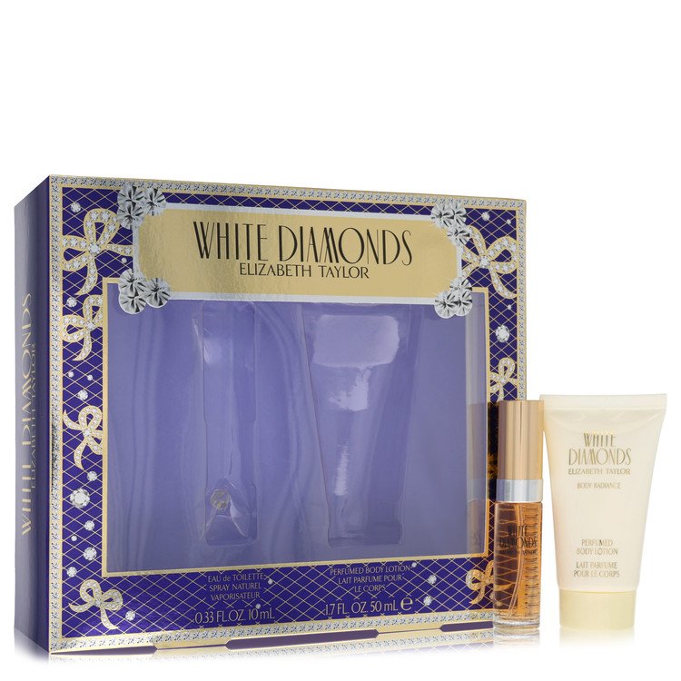 White Diamonds By Elizabeth Taylor Gift Set 0.33 Oz Mini Edt Spray + 1.7 Oz Body Lotion (Women) - Rochan Shop