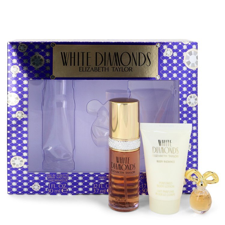 White Diamonds By Elizabeth Taylor Gift Set 1 Oz Eau De Toilette Spray + .12 Oz Min Edp + 1.7 Oz Body Lotion (Women) - Rochan Shop